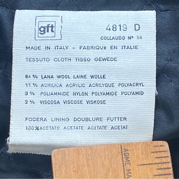 Vintage GFT Giorgio Armani Houndstooth Wool Blazer Velvet Trim Made in Italy - Picture 7 of 17